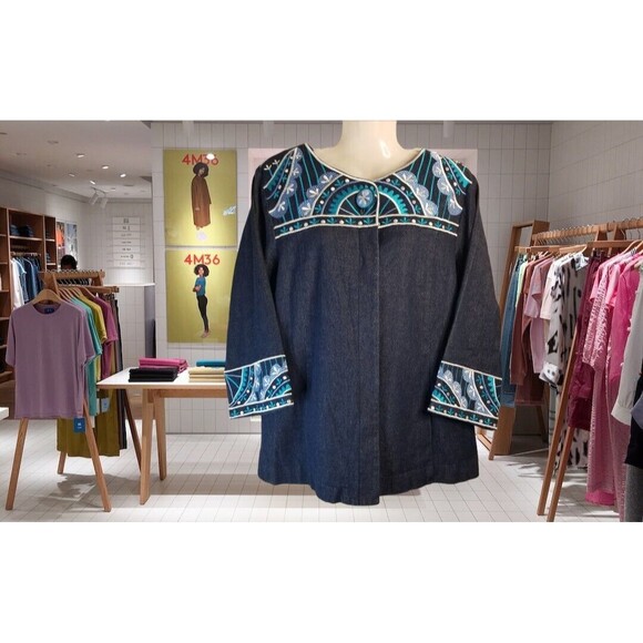 Bob Mackie Women's Jacket Wearable Art Embroidered Denim Size Medium - Picture 1 of 6